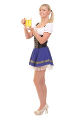 Young attractive woman holding a beer