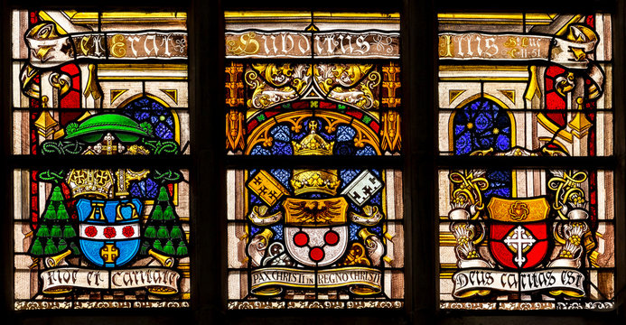 Religion stained-glass in the cathedral of Gent, Belgium
