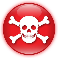 Roter Button Piratenzeichen / Vektor / freigestellt