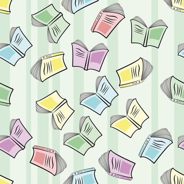 Back to School. Seamless flying books pattern