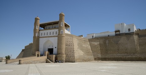 Ancient fort of Bukhara on Silk Road in Uzbekistan. - obrazy, fototapety, plakaty