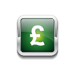 Obraz premium Pound Currency Sign Square Vector Green Web Icon Button