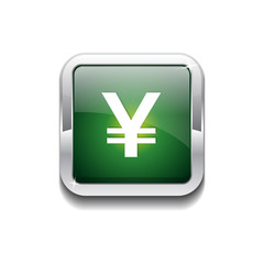 Obraz premium Yen Currency Sign Square Vector Green Web Icon Button