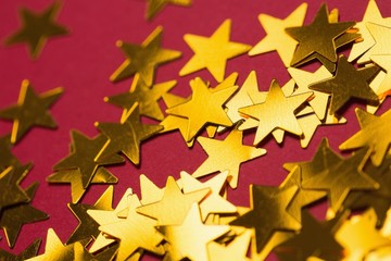 Golden star decorations spread out