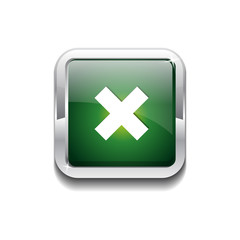 Fototapeta premium Cross Rounded Rectangular Green Vector Web Button Icon