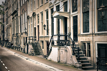 perspective of the old amsterdam - obrazy, fototapety, plakaty