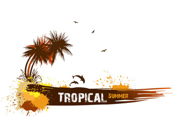 Summer background with palms. Vector