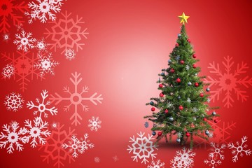 Fototapeta na wymiar Composite image of christmas tree on white background