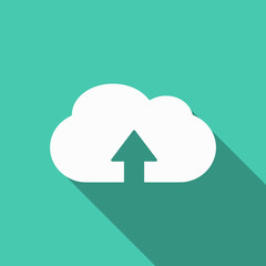 cloud upload icon with long shadow