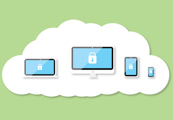 Security technology on cloud background