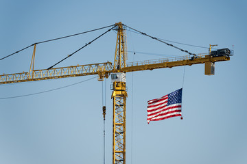 big crane with american flag © Andrea Izzotti