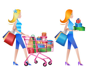 women shopping vector design 2