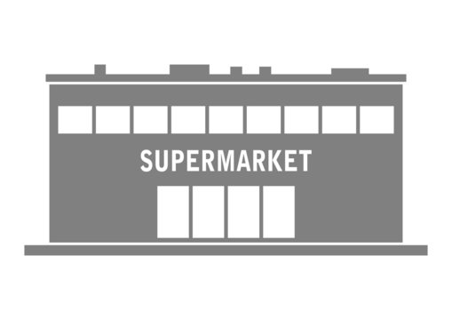 Grey supermarket icon on white background