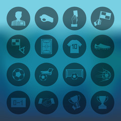Blue background with Soccer football icons set