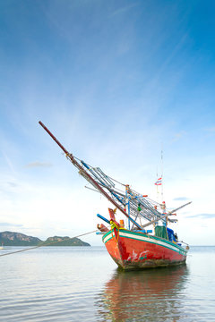 small fishing boat on the sea.