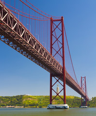 The 25 de Abril Bridge in the city of Lisbon.