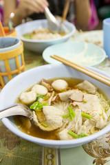 thai style noodle with meatballs