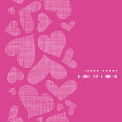 Pink lace hearts textile texture vertical frame seamless pattern