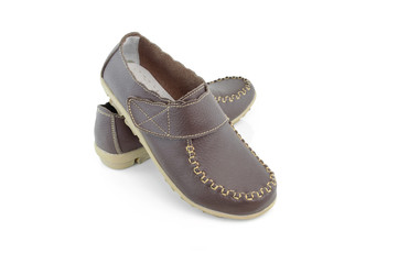 Brown leather women's shoes