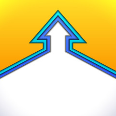 Colorful up arrow with yellow and blue paper layers