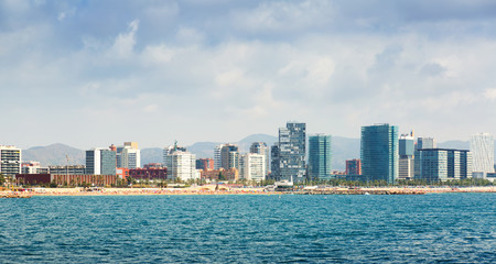 Fototapeta na wymiar View of Barcelona from sea
