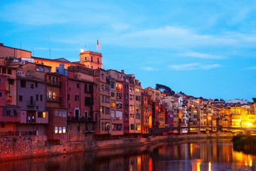 Fototapeta na wymiar Girona in evening. Catalonia, Spain