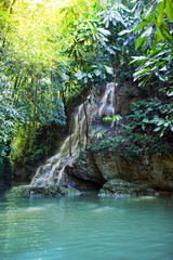 Jamaica. Small waterfalls in the jungle