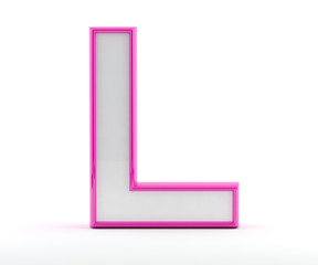 3D letter with glossy pink outline - Letter L