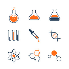Chemistry simple vector icon set