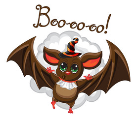 Bat halloween hat on a white background. Vector illustration.