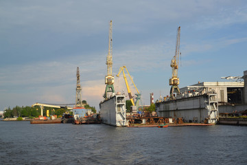 Fototapeta premium St. Petersburg. Dry dock of shipbuilding plant