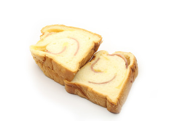 Sliced bread with ham
