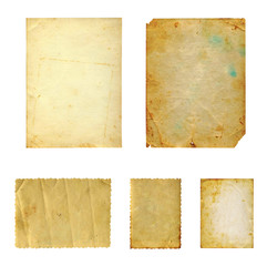 Set of  old photo paper texture isolated on white background