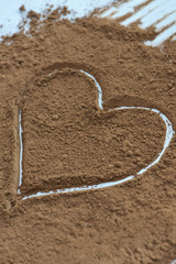 Heart powdered cocoa