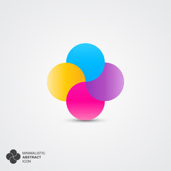 Abstract icon, connected circles, vector