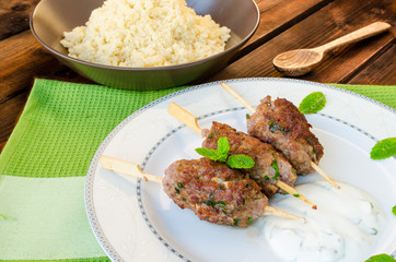 Beef kebab with with couscous