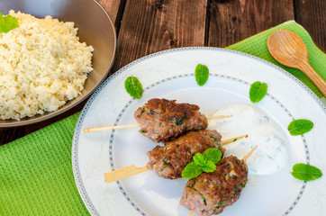 Beef kebab with with couscous