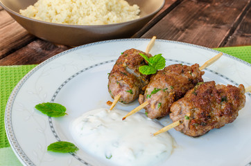 Beef kebab with with couscous
