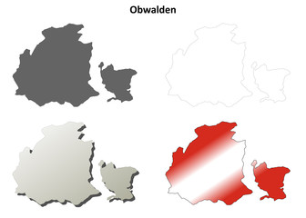 Obwalden blank detailed outline map set