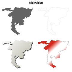 Nidwalden blank detailed outline map set