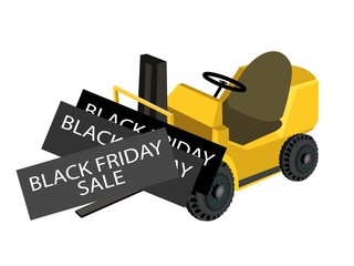 A Forklift Truck Loading Black Friday Card