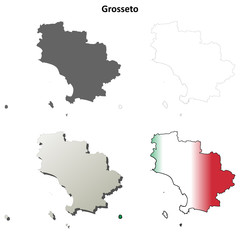 Obraz premium Grosseto blank detailed outline map set