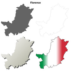 Florence blank detailed outline map set