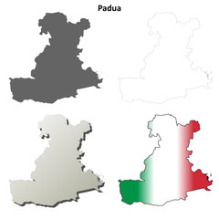 Obraz premium Padua blank detailed outline map set