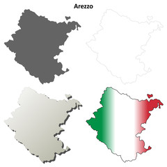 Arezzo blank detailed outline map set
