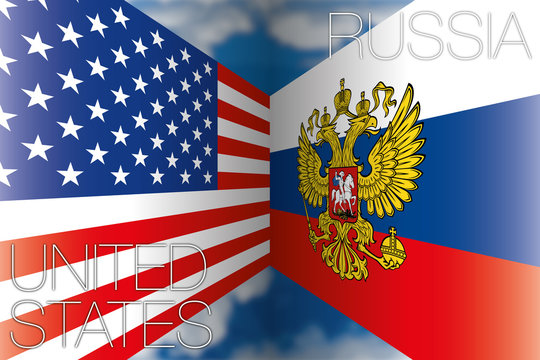 usa vs russia flags