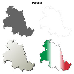 Fototapeta premium Perugia blank detailed outline map set