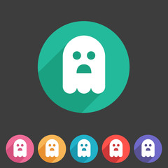 Halloween ghost flat icon badge