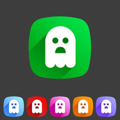 Halloween ghost flat icon badge