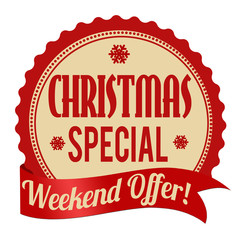Christmas special, weekend offer label or stamp